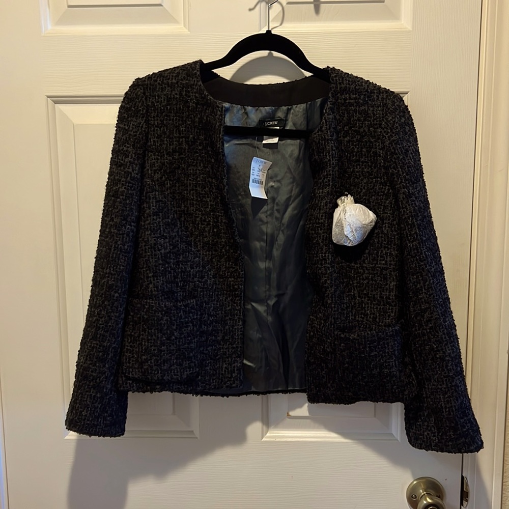 NWT J Crew Jacket Blazer, Black Color, Size 6. 90% Wool, 10% Nylon